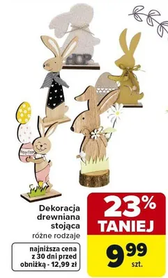 Dekoracja drewniana stojąca promocja w Carrefour