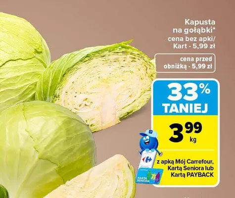 Kapusta na gołąbki promocja w Carrefour