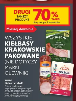 Kiełbasy krakowskie pakowane (nie dotyczy marki Olewnik) promocja w Kaufland