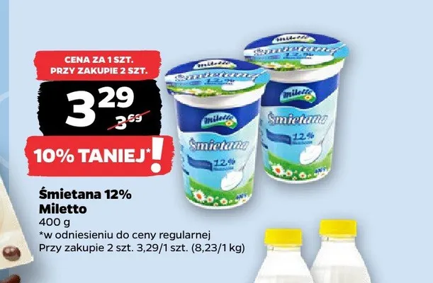 Śmietana 12% Miletto promocja w Netto