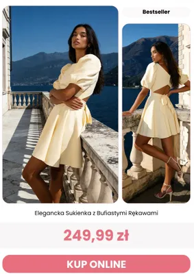 Sukienka damska elegancka z bufiastymi rękawami Renee promocja w Renee