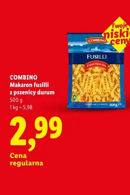 Makaron fusilli z pszenicy durum Combino promocja w Lidl