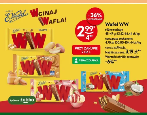 Wafel WW Kokos E.Wedel promocja w Żabka