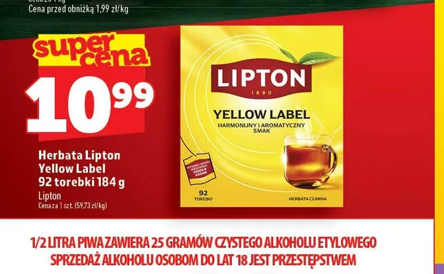 Herbata Lipton Yellow Label promocja w TOPAZ