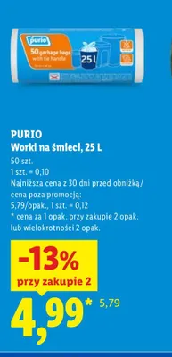 Worki na śmieci 25 l Purio promocja w Lidl