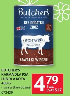 Kawałki w sosie Butcher's karma dla psa lub dla kota 400 g wszystkie rodzaje promocja w Selgros