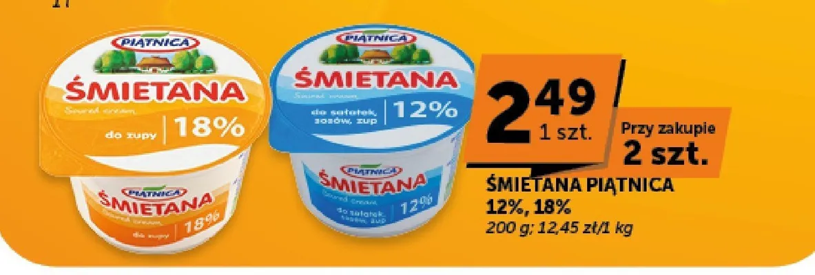 Śmietana Piątnica 12% promocja w Euro Sklep
