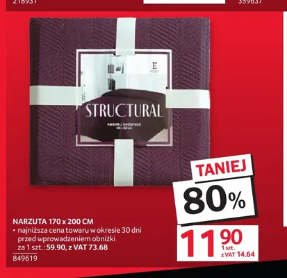 Narzuta 170x200 cm promocja w Selgros