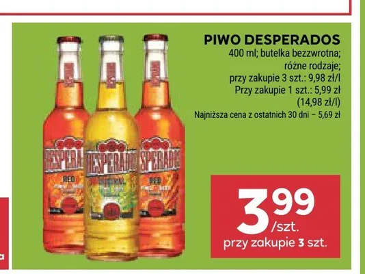 Piwo smakowe Desperados Red promocja w Stokrotka