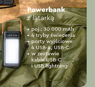 Powerbank z latarką 30.000 mAh promocja w Biedronka