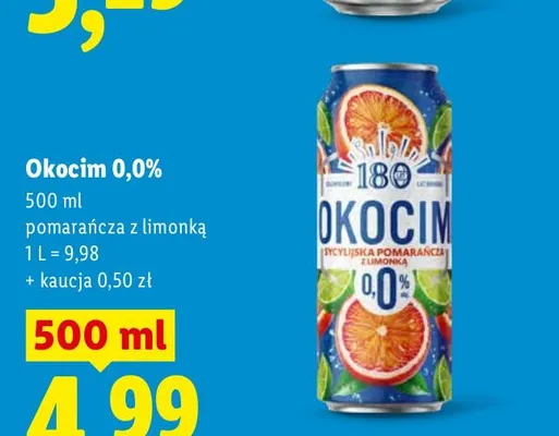Piwo bezalkoholowe Okocim pomarańcza z limonką promocja w Lidl