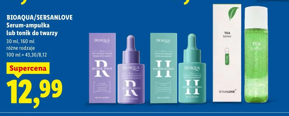 Serum-ampułka lub tonik do twarzy promocja w Lidl