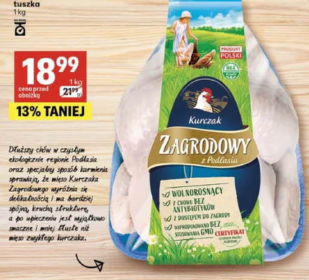 Kurczak zagrodowy z podlasia tuszka promocja w Delikatesy Centrum