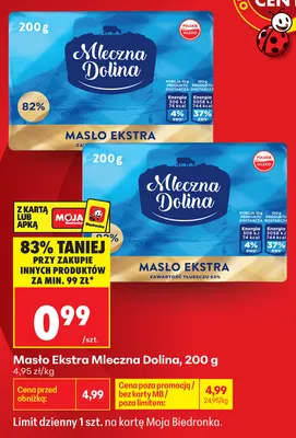 Masło Ekstra Mleczna Dolina promocja w Biedronka