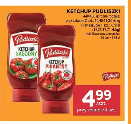 Ketchup łagodny Pudliszki promocja w Stokrotka