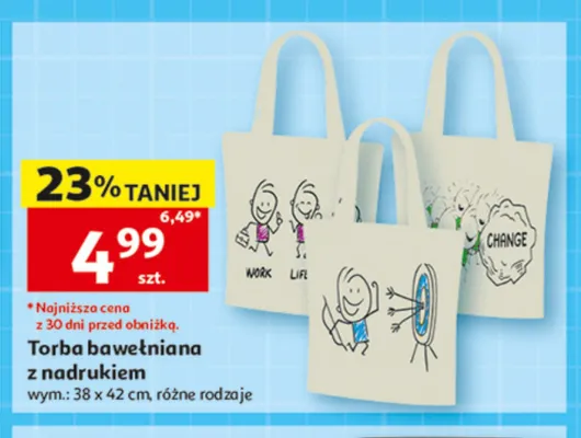 Torba bawełniana z nadrukiem promocja w Auchan