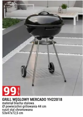 Grill węglowy Mercado YH22018 53x47x72,5cm promocja w Merkury Market