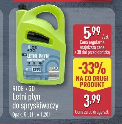 Letni płyn do spryskiwaczy Ride +Go promocja w Aldi