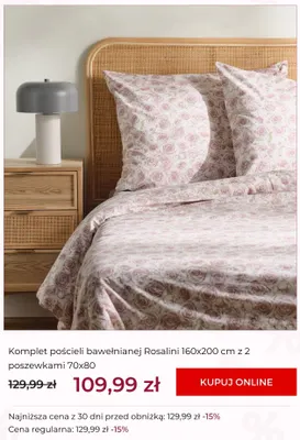 Komplet pościeli bawełnianej Rosalini 160x200 cm z 2 poszewkami 70x80 promocja w home&you