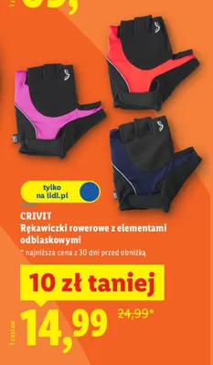 Rękawiczki rowerowe z elementami odblaskowymi promocja w Lidl