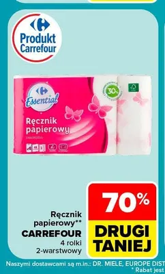 Ręcznik papierowy 4-pak 2-warstwowy Carrefour promocja w Carrefour