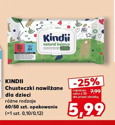 Chusteczki nawilżane dla dzieci Kindii promocja w Kaufland