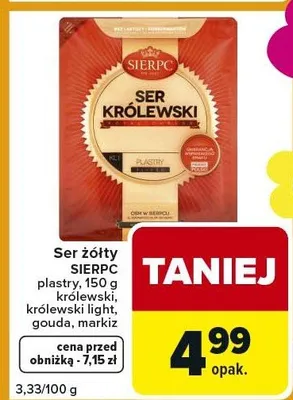 Ser żółty plastry królewski królewski light gouda markiz promocja w Carrefour Express