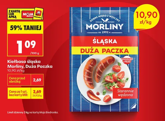 Kiełbasa śląska duża paczka promocja w Biedronka