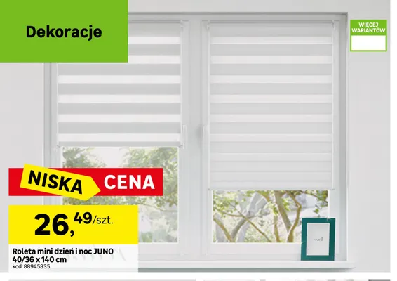 Roleta mini dzień i noc Juno 40/36x140 cm promocja w Leroy Merlin