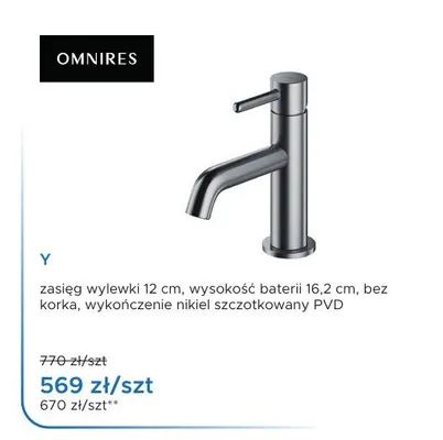 Bateria umywalkowa stojąca Omnires Y nikiel szczotkowany promocja w Blu Salony Łazienek