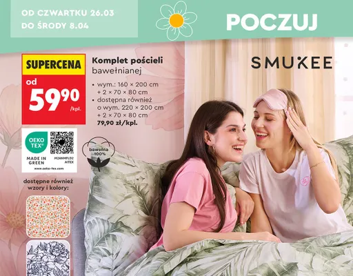 Komplet pościeli bawełnianej 160x200 cm + 2x 70x80 cm promocja w Biedronka