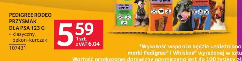 Przysmak dla psa Rodeo bekon-kurczak Pedigree promocja w Selgros