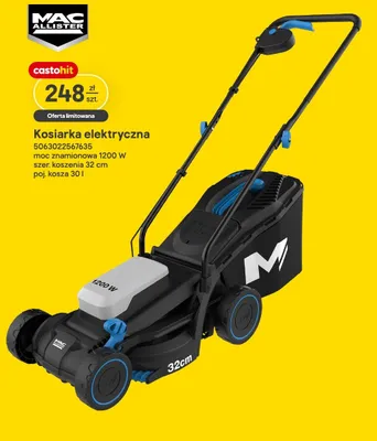 Kosiarka elektryczna 5063022567635 moc znamionowa 1200W szer. koszenia 32cm poj. kosza 30l promocja w Castorama