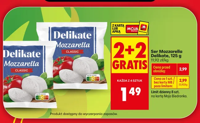 Ser Mozzarella Classic Delikate promocja w Biedronka