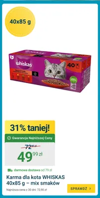 Karma dla kota Whiskas 40-pak 85 g promocja w ERLI