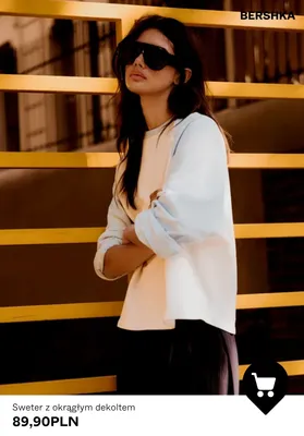Sweter z okrągłym dekoltem Bershka promocja w Bershka