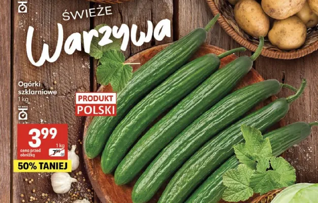 Ogórki szklarniowe polskie promocja w Delikatesy Centrum