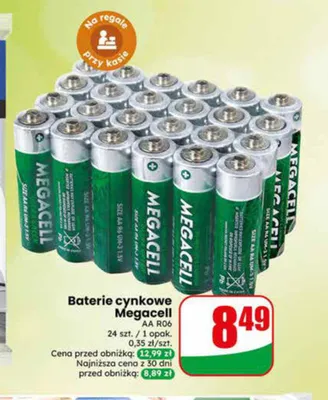 Baterie cynkowe Megacell AA R06 24-pak promocja w Dino
