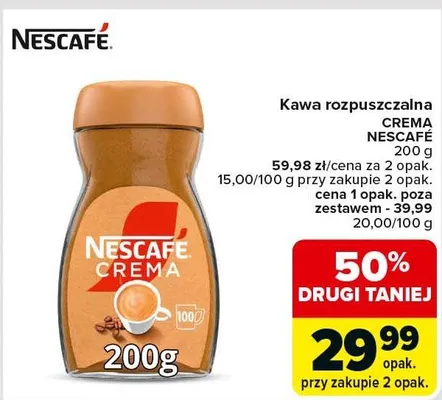Kawa rozpuszczalna Crema promocja w Carrefour