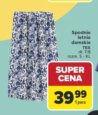 Spodnie letnie damskie TEX dł. 7/8 rozm. S-XL promocja w Carrefour