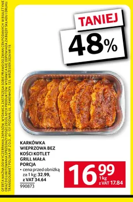 Karkówka wieprzowa bez kości kotlet grill mała porcja promocja w Selgros