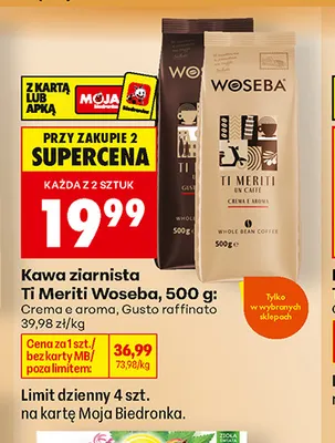 Kawa ziarnista Ti Meriti Crema e aroma Woseba promocja w Biedronka