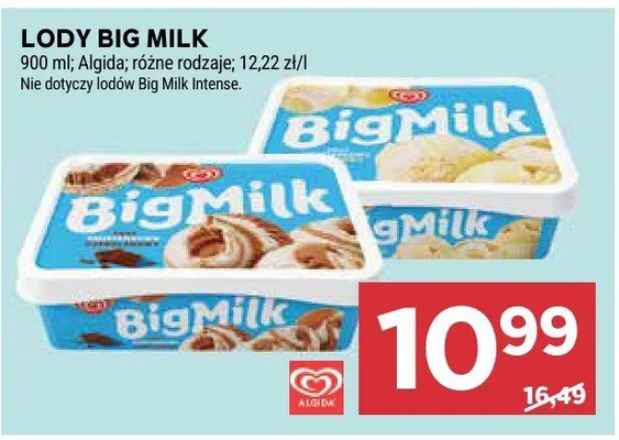 Lody Big Milk Algida promocja w Stokrotka