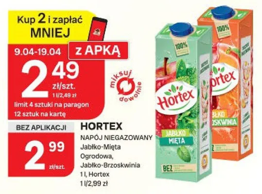 Napój niegazowany Jabłko-Mięta Ogrodowa, Jabłko-Brzoskwinia promocja w Chorten
