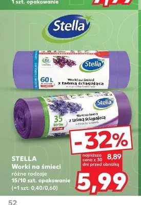 Worki na śmieci z taśmą ściągającą Stella 60 l promocja w Kaufland