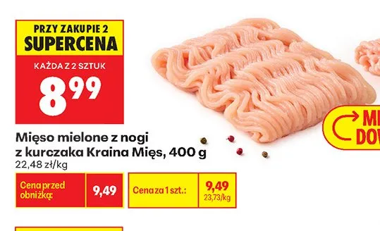 Mięso mielone z nogi z kurczaka Kraina Mięs promocja w Biedronka