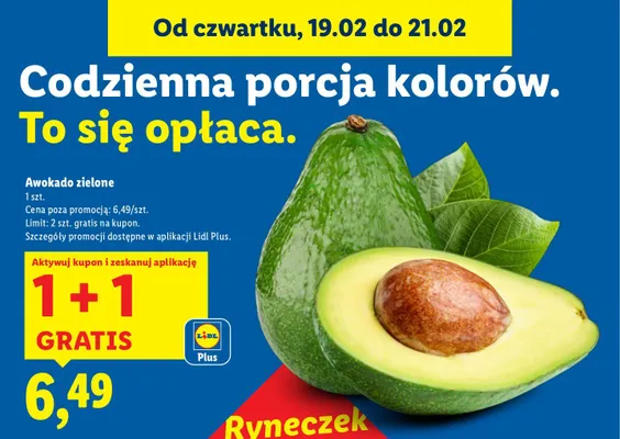 Awokado zielone 1+1 GRATIS promocja w Lidl