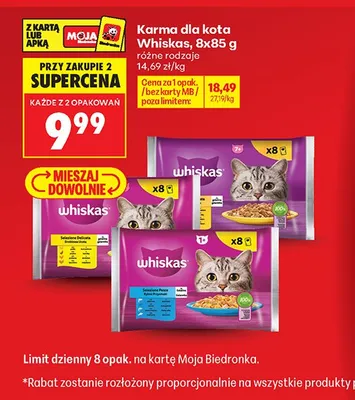 Karma dla kota Whiskas Selezione Pesce 8-pak 85 g promocja w Biedronka