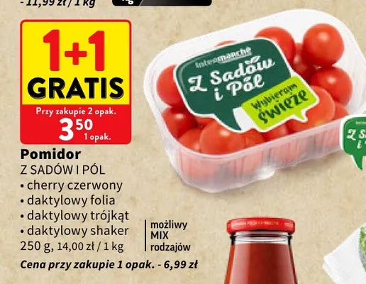 Pomidory daktylowe folia Z Sadów i Pól promocja w Intermarche