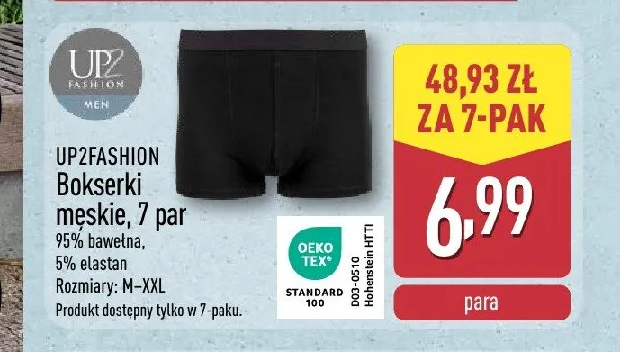 Bokserki męskie UP2FASHION 7-pak promocja w Aldi